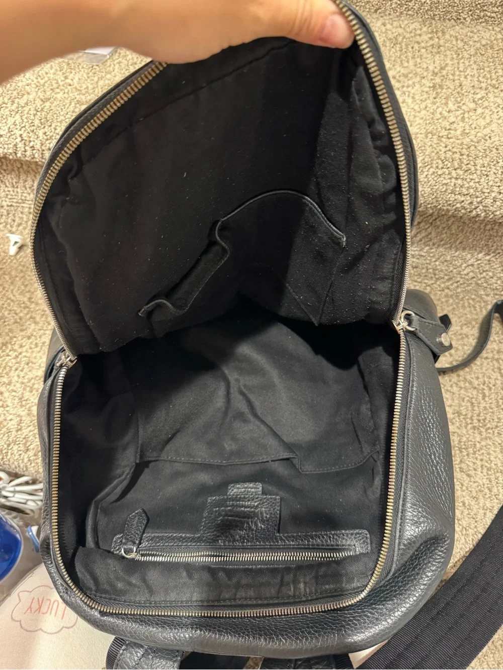 Vivienne Westwood Black Pebbled Leather Backpack with Silver Hardware